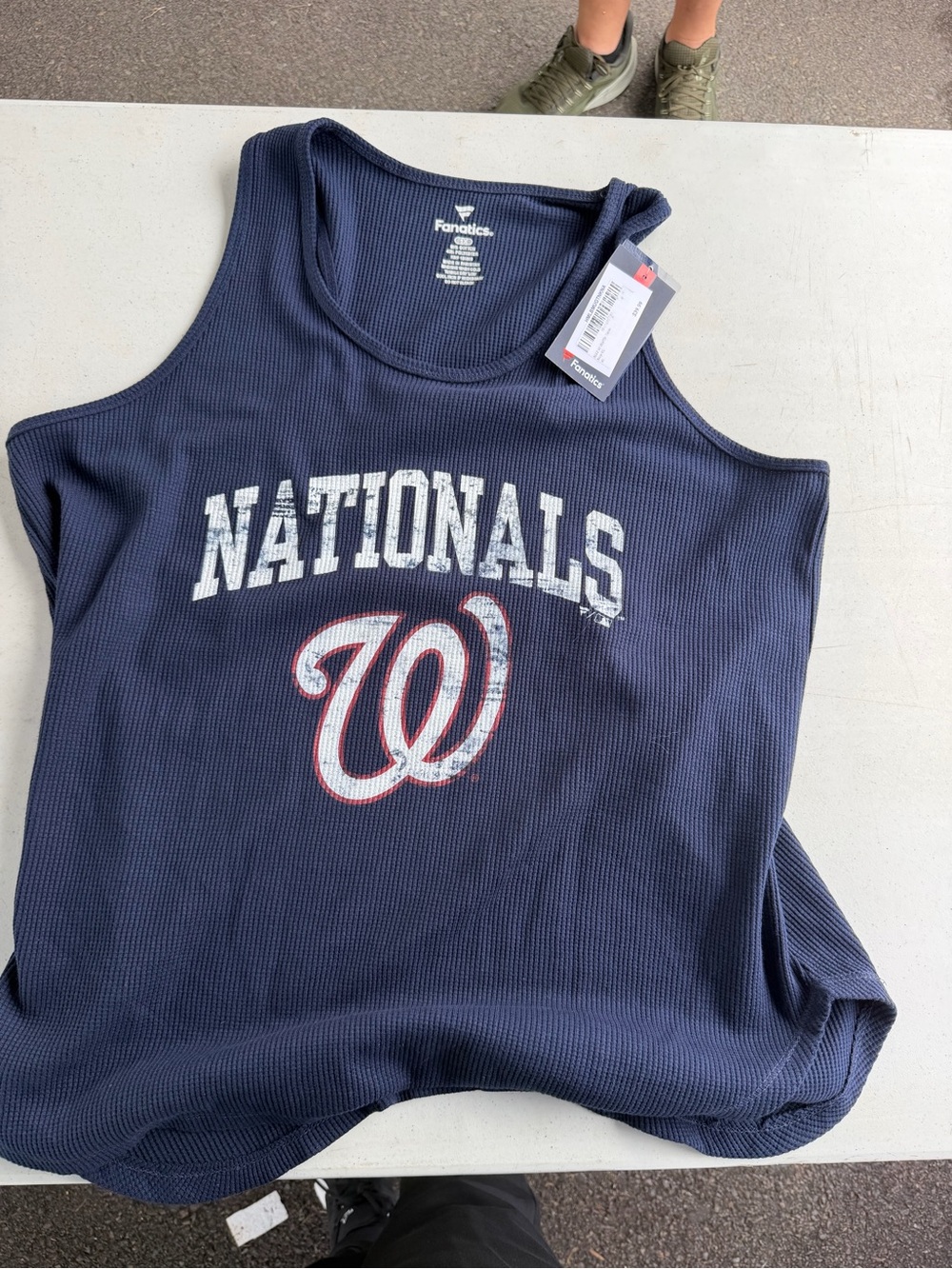 Fanatics Navy Nationals Tank Top with White & Red Logo